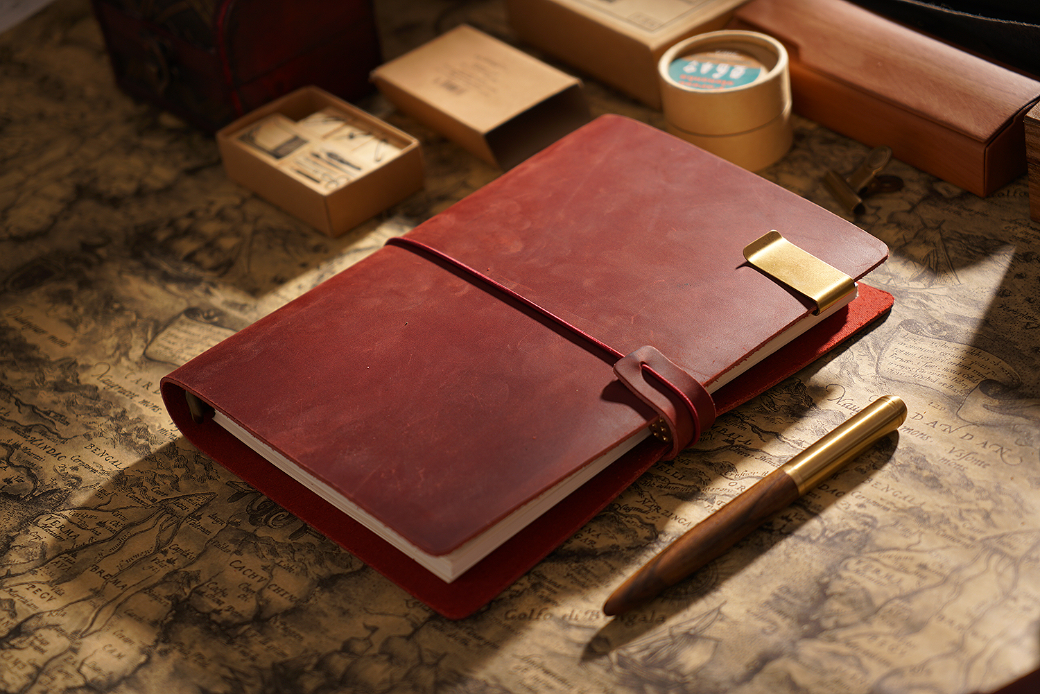 KISSKI·H Olvido Refillable Leather Journals for Women, A5 Travelers Diary Notebook with A5 Notepad, 6 Ring Binder Planner Notebook Organizer, Perfect for Business Gift/Personal Diary, Red