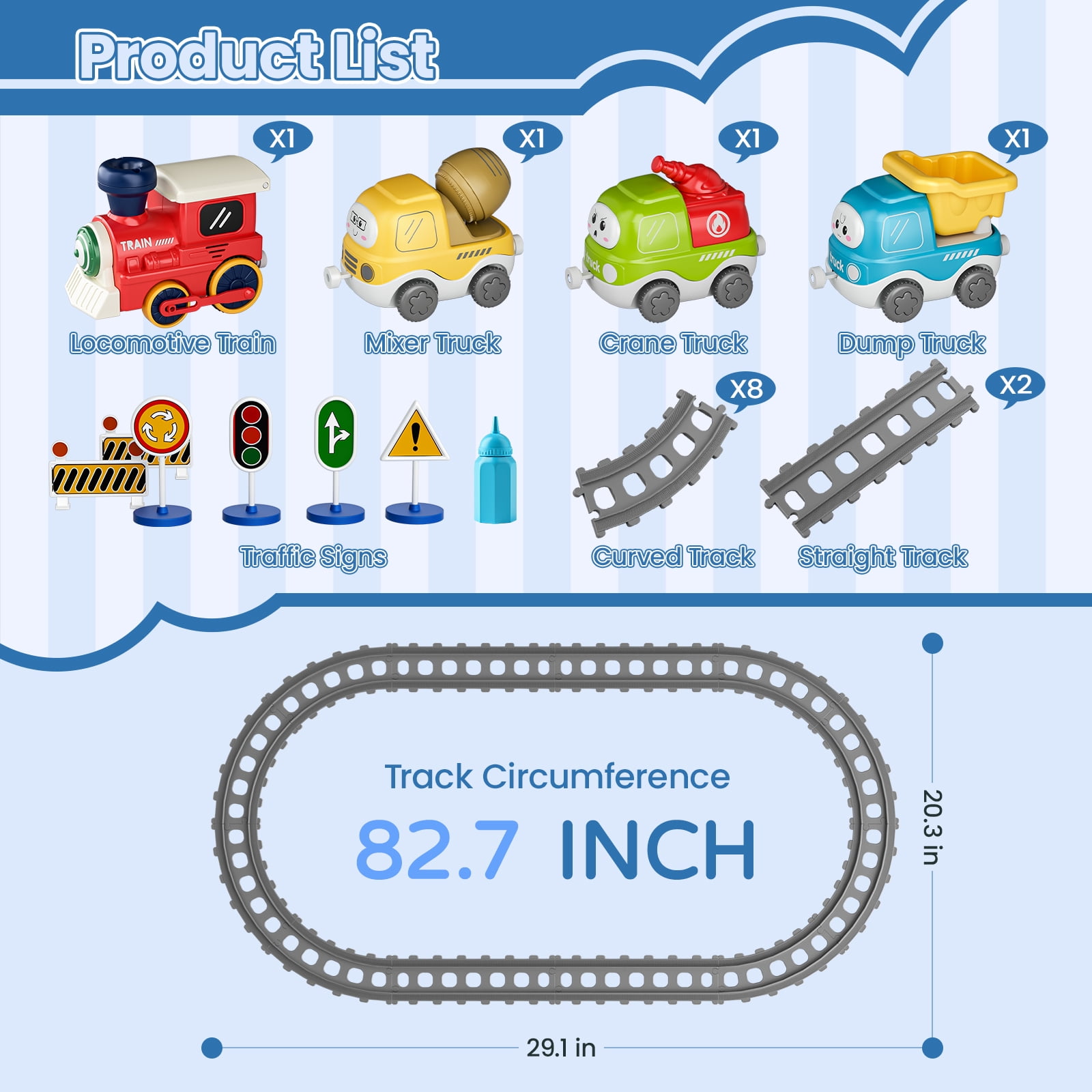 Dimoarch Toys for 1 2 3 Year Old Boy Girl, Train Set Toy for Toddlers, Electric Train Car Track Play Set with Steam, Light & Music, Christmas Birthday Gifts