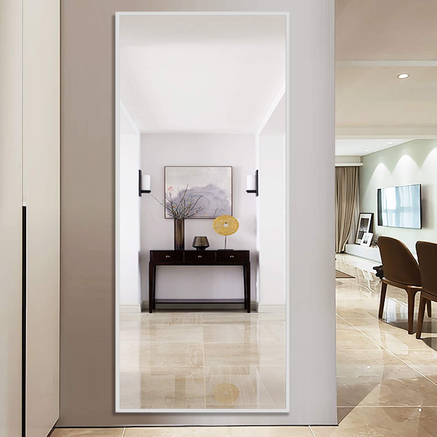 Neutype Floor Mirror Full Length, Simple Sleek Bedroom Rectangle Mirror