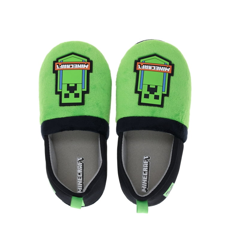 Minecraft Creeper Boy's Slipper 3D Green Plush Novelty Footwear