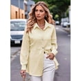 thumbnail image 6 of Womens Casual Collared Blouse Loose Fit Long Sleeve Button Down Seersucker Shirt Tops Light Yellow XL, 6 of 9
