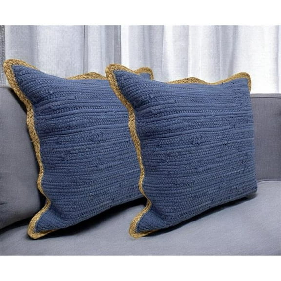 HomeRoots 554563 Navy Blue Cotton Throw Pillow - Set of 2
