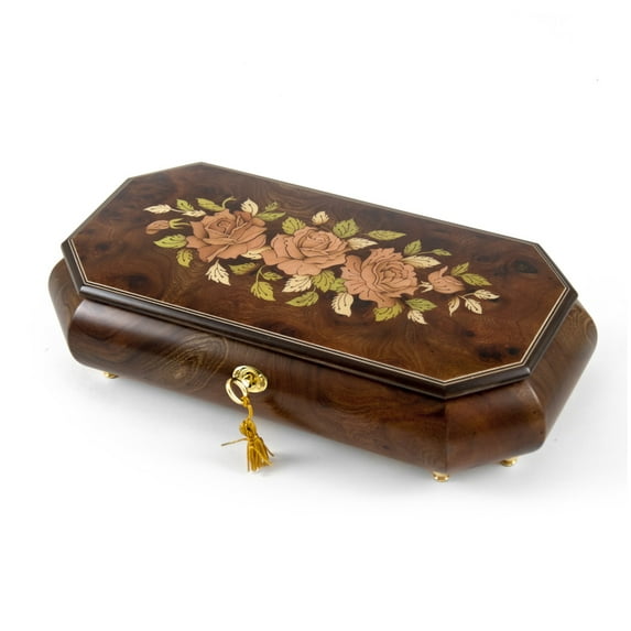 Magnificent Three Pink Roses Musical Jewelry Box - My Funny Valentine (Lorenz Hart/Richard Rogers)