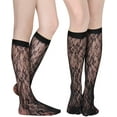 thumbnail image 2 of CHUNTIAN Sox Womens Fishnet Knee High Socks Girls Hollow Out Black Lace Stockings Sexy Sheer Mesh Trouser Socks Calf Sock, 2 of 7