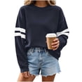 thumbnail image 5 of Staron Fall Winter Sweaters for Women Cozy Oversized Knit Pullover Round Neck Long Sleeve Loose Comfy Casual Basic Fashion Tops Navy XL, 5 of 7