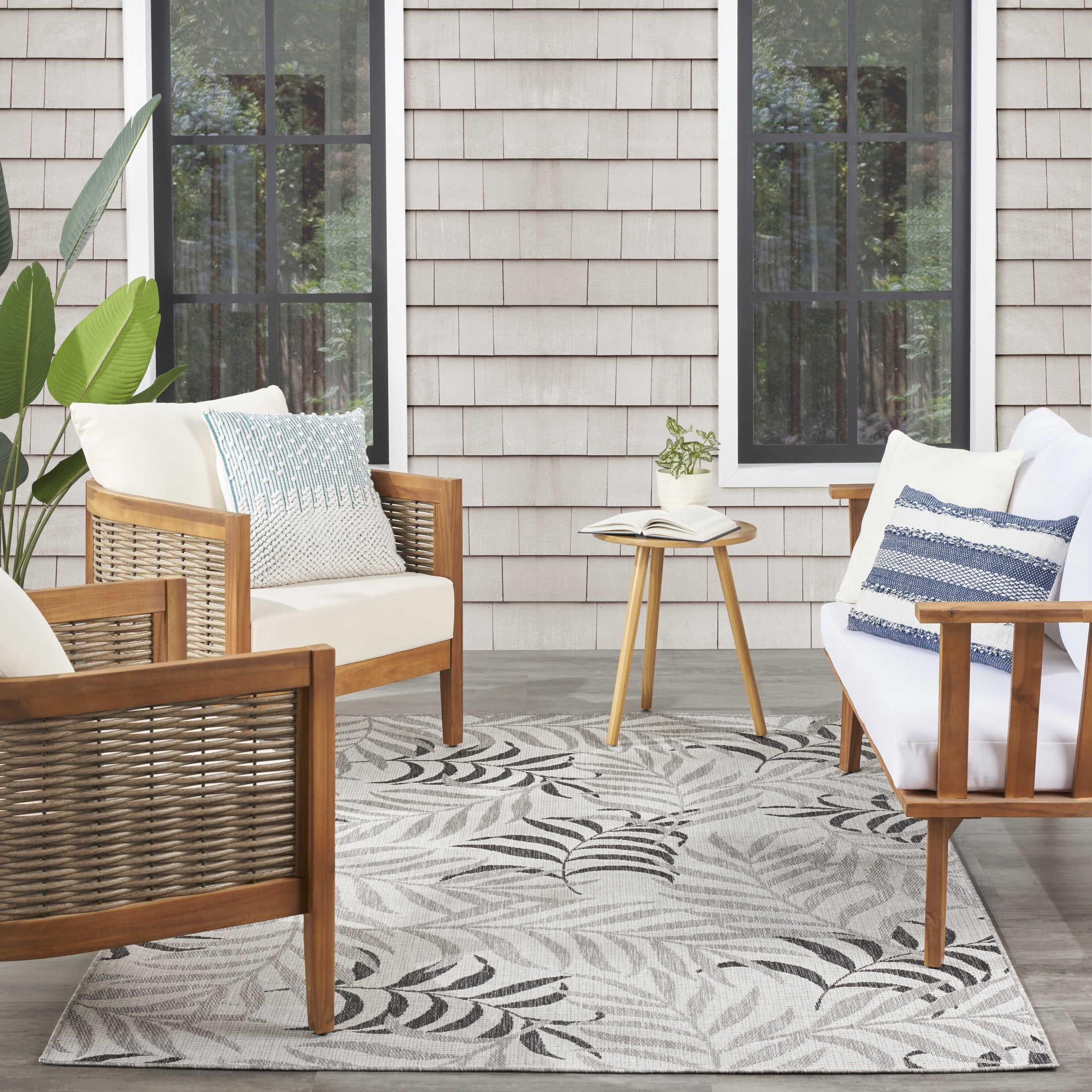 Nourison Garden Oasis 10' x 14' Grey Tropical Rug