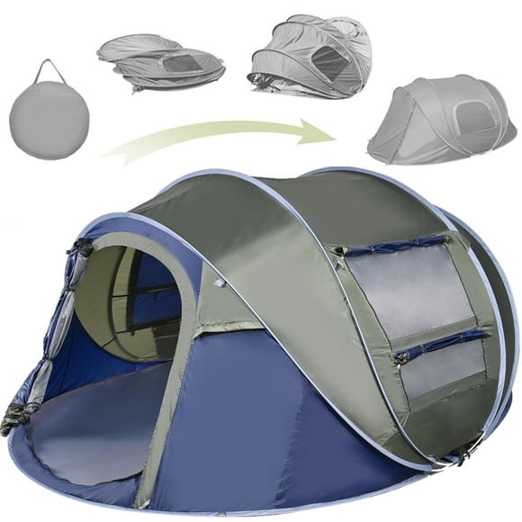 Tente de Camping pour 6 Personnes, Tente Pop-up Instantanée Tente Dôme Étanche avec 2 Fenêtres en Maille de Ventilation et Sac de Transport