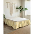 thumbnail image 2 of Plaid Yellle, Wrap Around Bed Skirts for Queen Bed 18" Drop, Bed Skirt with Adjustable Elastic Belt Dust Ruffle Bed Valance for Bedroom Hotel Luxury Rural Abstract Geometric Lattice Bed Frame Cover, 2 of 7