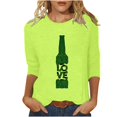 thumbnail image 1 of Pompotops T-Shirt d'Été Décontracté pour Femmes Imprimé Bière Col Rond Manches 3/4 Ample en Solde, 1 of 5