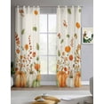 thumbnail image 2 of Green Orange Pumpkin Sheer Curtains 90 Inch Length 2 Panels Vintage Thanksgiving Wildflowers Curtain Drapes for Kitchen,Bedroom,Living Room,Doorway,Hallway,Sliding Glass Door,Bathroom Window,52x90, 2 of 7