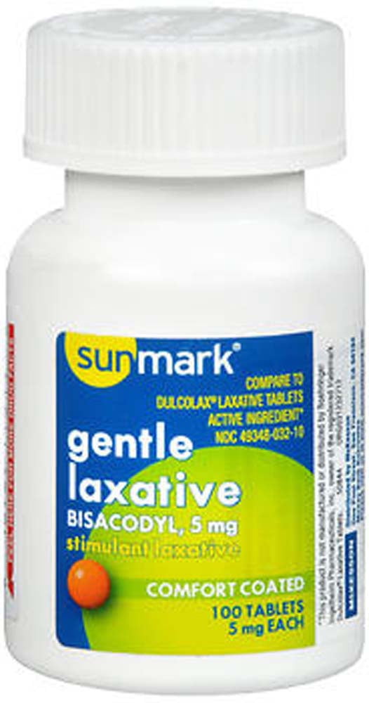 Sunmark Gentle Laxative Comfort Coated Tablets, 5 mg, 100 Count