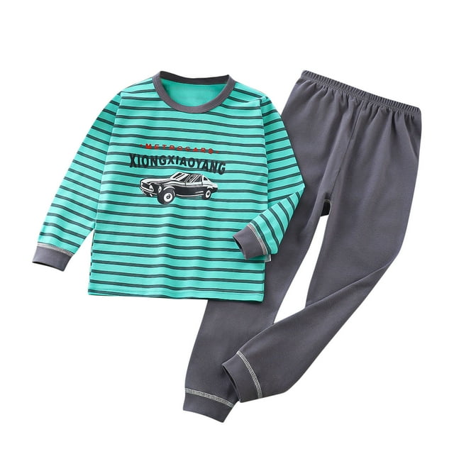 Odeerbi 2-8 Años Niños Niñas Pijama de Algodón Conjuntos Tops de Manga Larga A Rayas Pantalones de Pata Ancha Conjunto de Dos Piezas