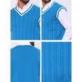 thumbnail image 7 of DARING DIVA Men's Solid Color V-Neck Sleeveless Cable Knitted Sweater Vest S Blue, 7 of 7