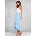 thumbnail image 6 of Womens One-Piece Wrap Tie Waist Solid Color Irregular Hem Chiffon Midi Skirt Elegant Flowy Blue M, 6 of 8