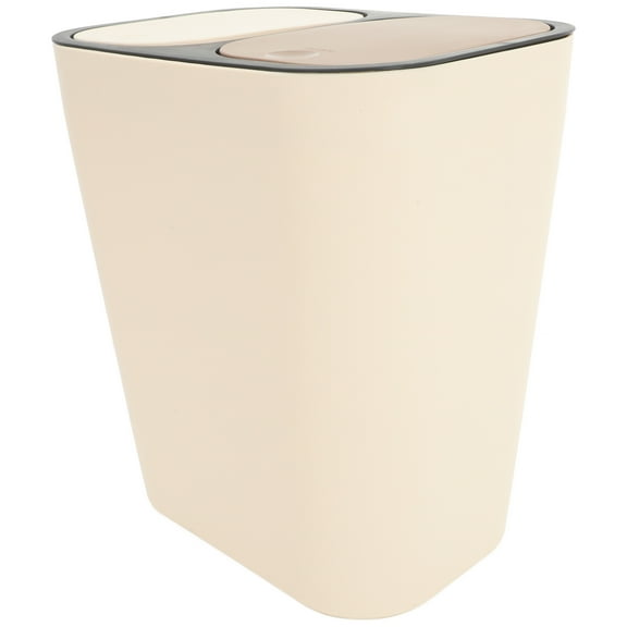 ADDHAT Khaki Recycle Bin with Lid, PP Plastic Trash Can for Home Use, Kitchen, Office, and Outdoor
