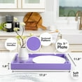 thumbnail image 4 of Home Redefined 17..5”x12” Rectangle Shagreen Faux Leather Decorative Serving Tray with Stainless Steel Metal Handles, Purple Lavender, 4 of 7