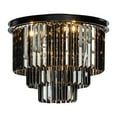 thumbnail image 2 of 6-Lights Modern Matte Black 3-Tier Round Fringe Flush Mount Lighting with Smoke Crystal, 2 of 8