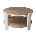 thumbnail image 3 of GZXS 31.5 Inch Round Coffee Table, 2-Tier Farmhouse Center Table with Open Shelf for Living Room, Brown & White, 3 of 6