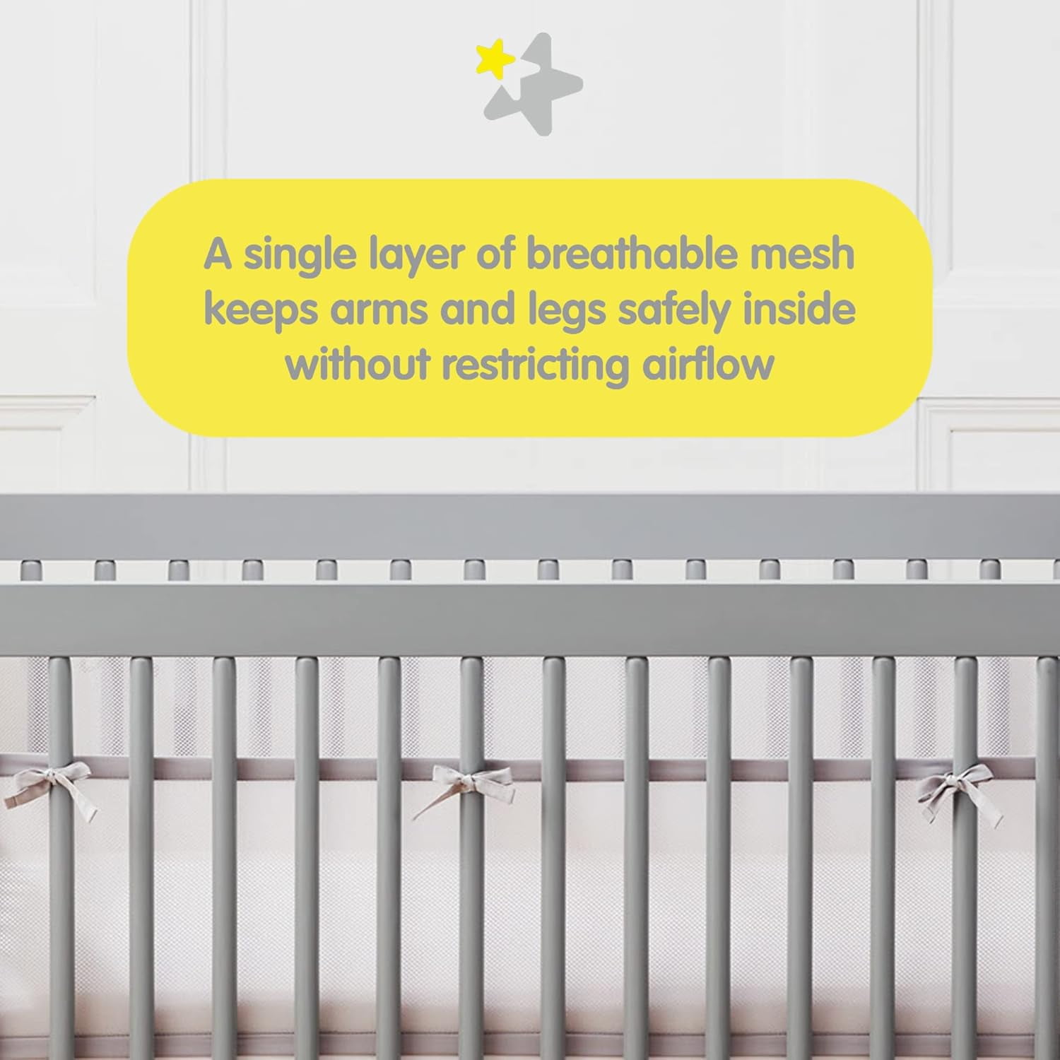 BreathableBaby Mesh Liner for Full-Size Cribs, Deluxe 4mm Mesh, Blue Haze (Size 4FS Covers 3 or 4 Sides)