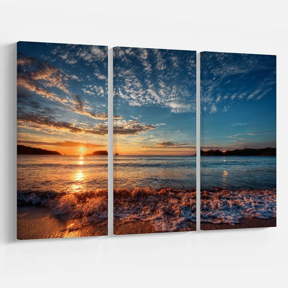Designart - Tranquil Beach and Whimsical Clouds - Seashore Photo Canvas Art Print