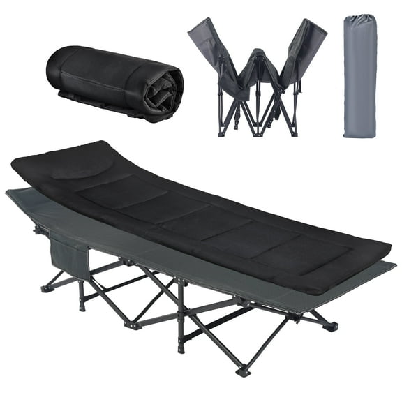 WEIDIORME Oversized Folding Camping Cot with Mattress, Heavy Duty Portable Cot, Carry Bag