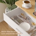 thumbnail image 5 of VECELO Rolling Kitchen Island Cart with Drawer & Power Outlet, Microwave Oven Stand with 3 Shelves and Worktop, White, 5 of 11