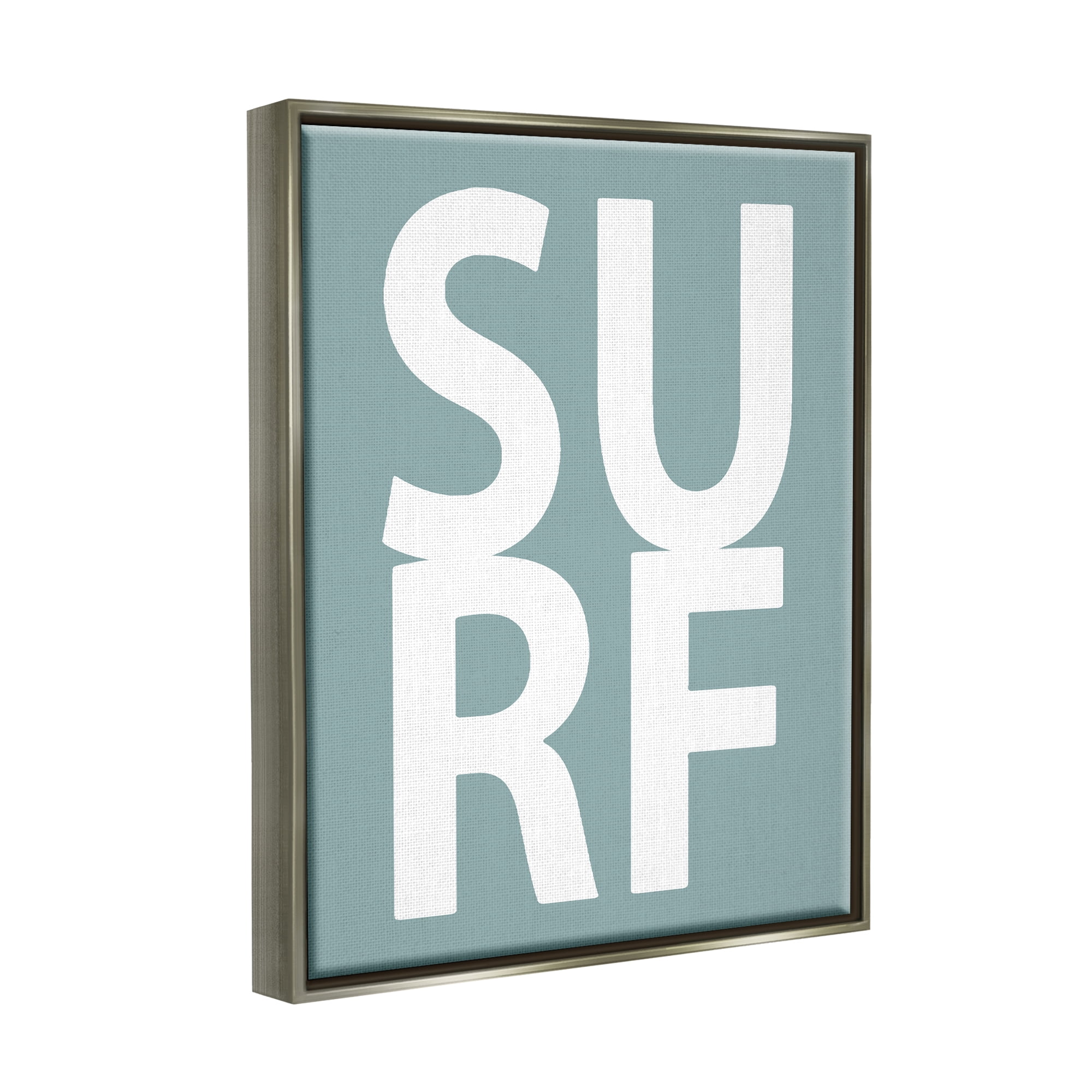 Stupell Surf Summer Fun Turquoise Phrase Landscape Painting Gray Floater Framed Art Print Wall Art