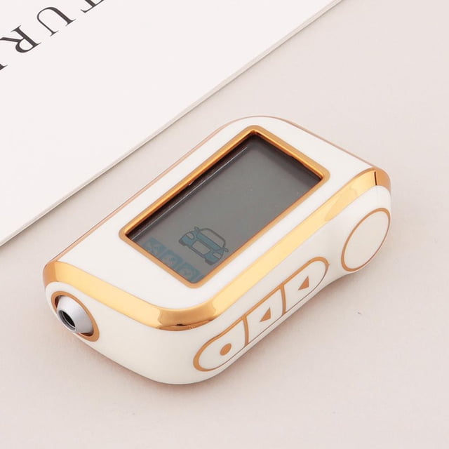 SPRING Minimalist Style TPU Car Key Case Covers Shell Designed For Starline A93 A63 Russian 2 Way Version Protective Gold edged White
