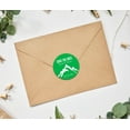 thumbnail image 2 of Darling Souvenir Round 45 Pcs Snowy Mountain Save The Date Stickers Personalized Bride Groom Names And Date Envelope Seals - Green, 2 of 4