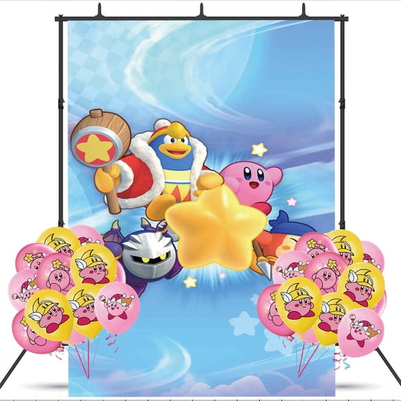 Kirby Star Allies Backdrop Balloons Banner Party Decorations Taspestry Wall Decor Background Poster Supplies