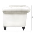 thumbnail image 4 of 3 Seat Sofa Couch PU Rolled Arm Sofa with Silver Studs Trim and Solid Wooden Legs, Super Classic Living Room Sofa with Supple Leather, Chaise Lounge Sofa TV Sofa Upholstered Arm Sofa, White, 4 of 9