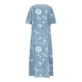 thumbnail image 5 of Flowy Summer Dresses for Women Trendy V Neck Short Sleeve Midi Maxi Dress Fashion Vintage Floral Graphic Sundresses Loose Casual A-Line Dress Below Knee Beach Vacation Dresses with Pockets, 5 of 5