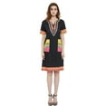 thumbnail image 6 of Women's Dashiki Print Tribal Short Sleeve Zip up Stretch Mini Dress with Pockets, 6 of 6