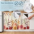 thumbnail image 5 of Red Orange Floral Fall Cabinet Curtain 28"Wx51"L,Dustproof Storage Cabinet Curtain with Self Adhesive Tape,Thanksgiving Eucalyptus Leaves Autumn Tall Pantry Cover Drape for Kitchen,Utility Closet, 5 of 9