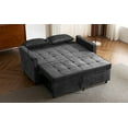 thumbnail image 3 of 56.9" Black Chenille Loveseat Sofa Bed with USB Ports &amp; Phone Holder, Reversible Backrest, Side Pockets - Ideal for Living Room Guest Room Use, 3 of 38