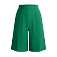 thumbnail image 2 of Gyujnb Women High Waist Bermuda Shorts Elastic Wide Leg Solid Color Office Work Suit Shorts with Pockets,Green, 2 of 8