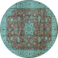 thumbnail image 1 of Ahgly Company Indoor Round Medallion Light Blue Traditional Area Rugs, 6' Round, 1 of 4