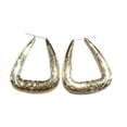 thumbnail image 2 of Puffed Silver Tone Hoop Bamboo Earrings 3.5 inch Hoops, 2 of 2