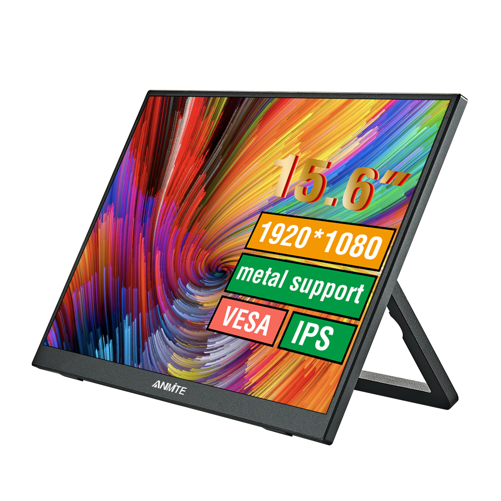 Anmite 15.6 Inch Portable LCD Monitor, 1920 x 1080 Resolution, Compatible with Laptop, Switch, PS4, Xbox, Raspberry Pi
