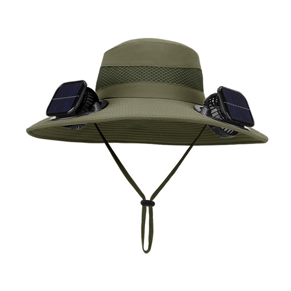 VogueHaven Wide Brim Sun Hat with 2 Solar Fan, Fishing Hat for Men, Solar Powered Fan Fishing Hats, 3 Speed Adjustable Fan Hat