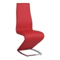thumbnail image 2 of Maklaine Z-Shaped Modern Faux Leather Side Chair in Red (Set of 2), 2 of 2