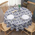 thumbnail image 3 of Blue Daisy Flower Floral Pattern Round Tablecloth 60"x60",Wrinkle Wipeable Table Cloth for Kitchen Dining Room Picnic Patio Party, 3 of 6