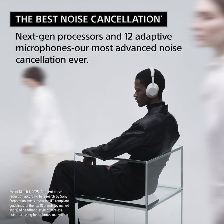 Sony, WH-1000XM6 Wireless Noise Canceling Headphones, Platinum