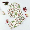 thumbnail image 2 of REORIAFEE Warm Pajamas for Womens Set Christmas 2 Piece Loungewear Long Sleeve Button down Shirts and Pant Christmas Tree Graphic Sleepwear Green S-2XL, 2 of 5