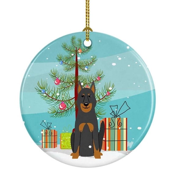 Merry Christmas Tree Beauce Shepherd Dog Ceramic Ornament