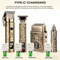 thumbnail image 4 of LARGNER Elite Series 4-in-1 Professional Barber Hair Clippers for Men, Cordless Grooming Kit with Beard Trimmer, Shaver & Nose Trimmer, Home Haircut Set with Storage Case, Gold, 4 of 10