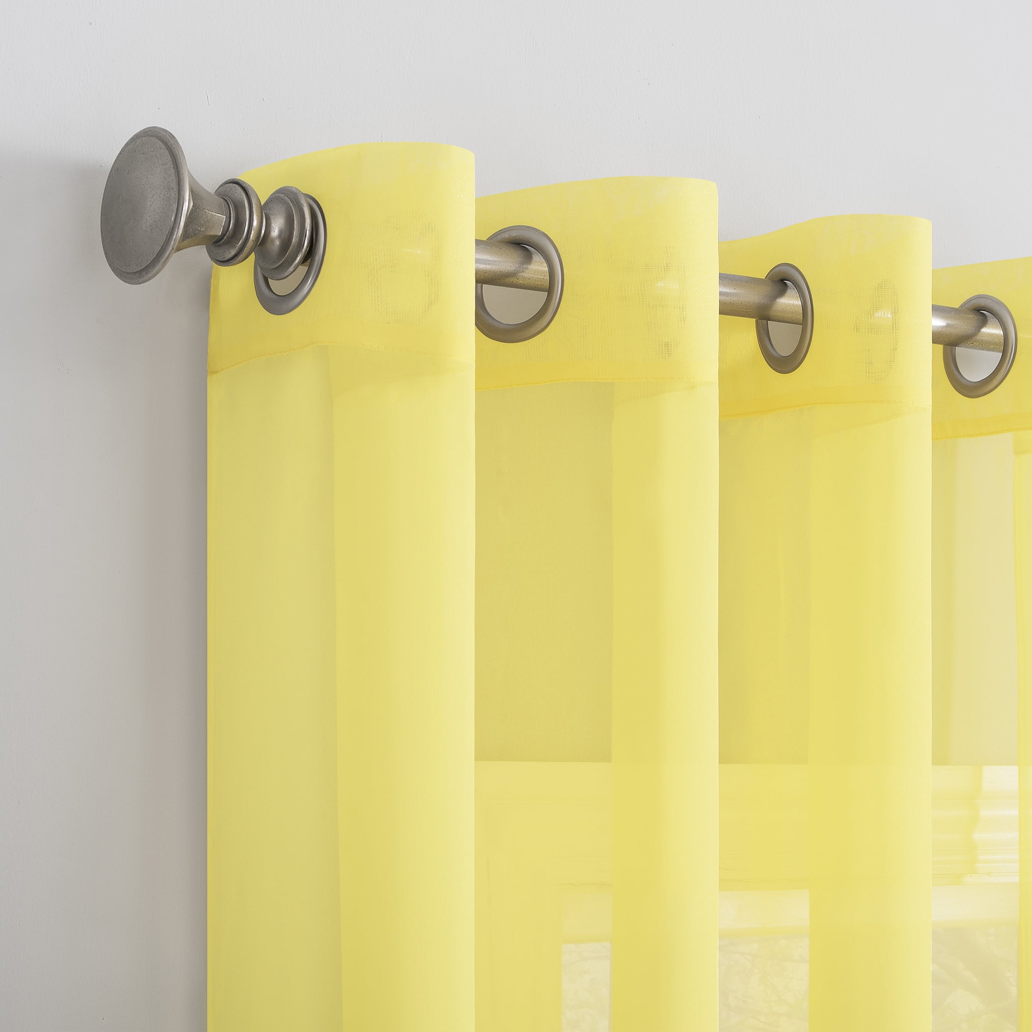 No. 918 Calypso Voile Sheer Grommet Curtain Panel, 59"x63", Lemon Yellow