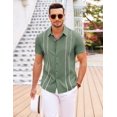 thumbnail image 3 of COOFANDY Men's Cuban Guayabera Linen Shirt - Short Sleeve Casual Beach Summer Button Down, 3 of 6