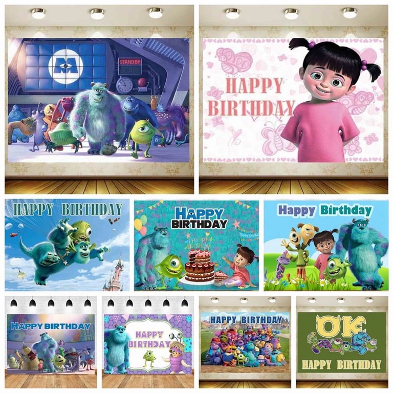 Monsters Inc Happy Birthday Backdrop Party Banner Monsters Inc Indoor  Outdoor Decorations Supplies - Walmart.com