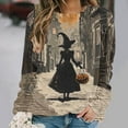thumbnail image 2 of YUGYXL Halloween Shirts for Women Plus Size Long Sleeve Tops Funny Witchy Pumpkin Ghost Graphic Tees Cotton Crewneck Blouses D Multicolor L, 2 of 6